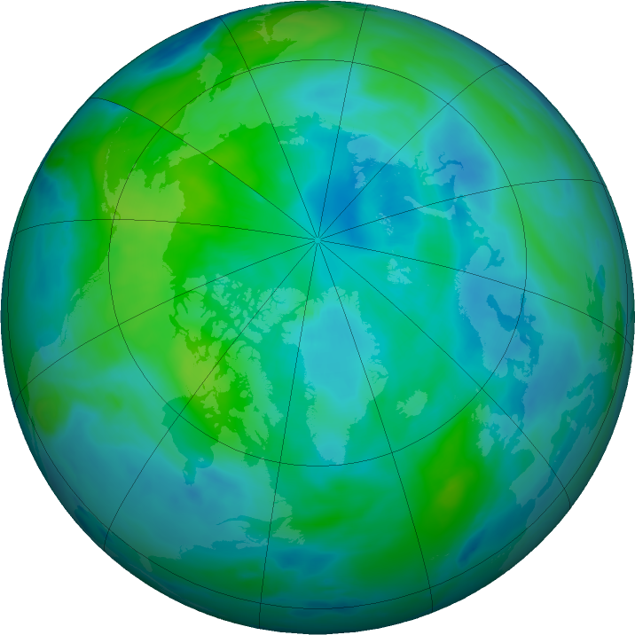 Arctic ozone map for 02 October 2023
